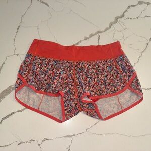 lululemon athletica Red Floral Athletic Shorts
